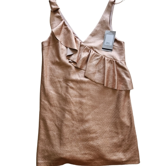NWT Zara Metallic Rose Gold Mini Foux Leather Dress - Picture 4 of 11